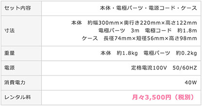 レンタルセット仕様